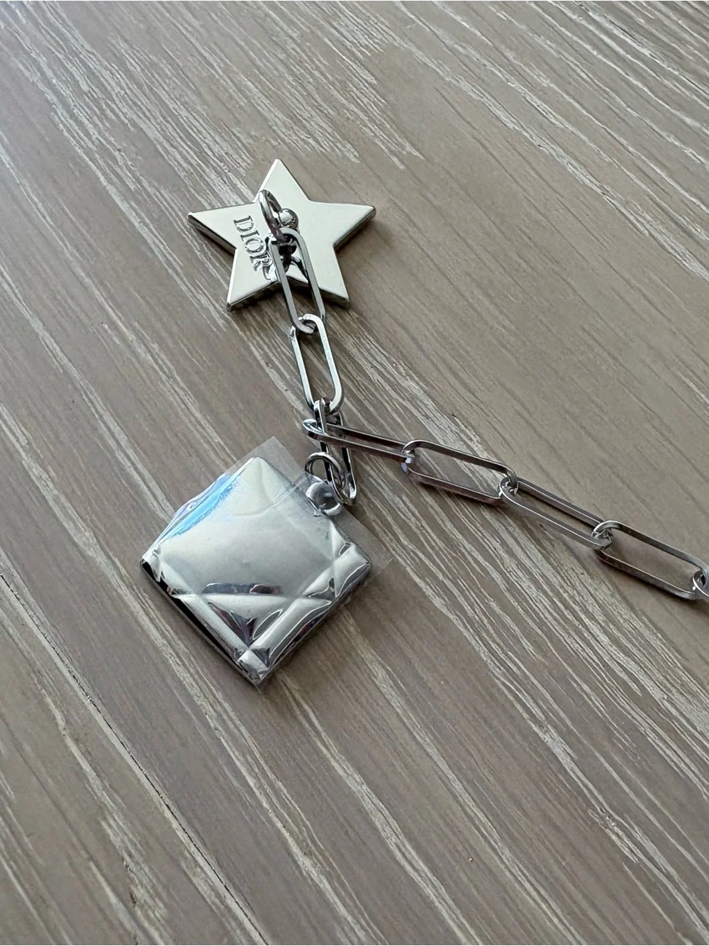 Dior Silver-Tone Star & Logo Charm Chain Phone strap